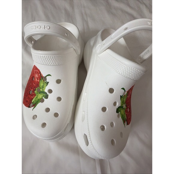 Crocs Bae Fresh Fruits Strawberries Platform White Clogs Wm's NWT DISC womens 11 - Picture 12 of 16